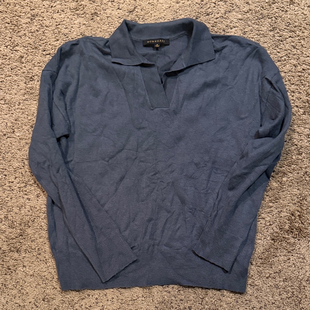 Gray/Green/Blue Long Sleeve Polo Sweater